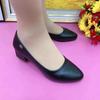 Work Shoes Women's Black New Versatile One-pedal Medium Single Shoes Pointed Solid Color Low-heeled Soft Leather Shoes