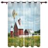 Country Graffiti Chicken Hill House Country Style Window Curtains Scenic Curtains for Living Room Decorative Items Living Room