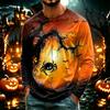 Men's Casual Halloween Print Neck Long Sleeve T-Shirt Lightweight for Daily Wear