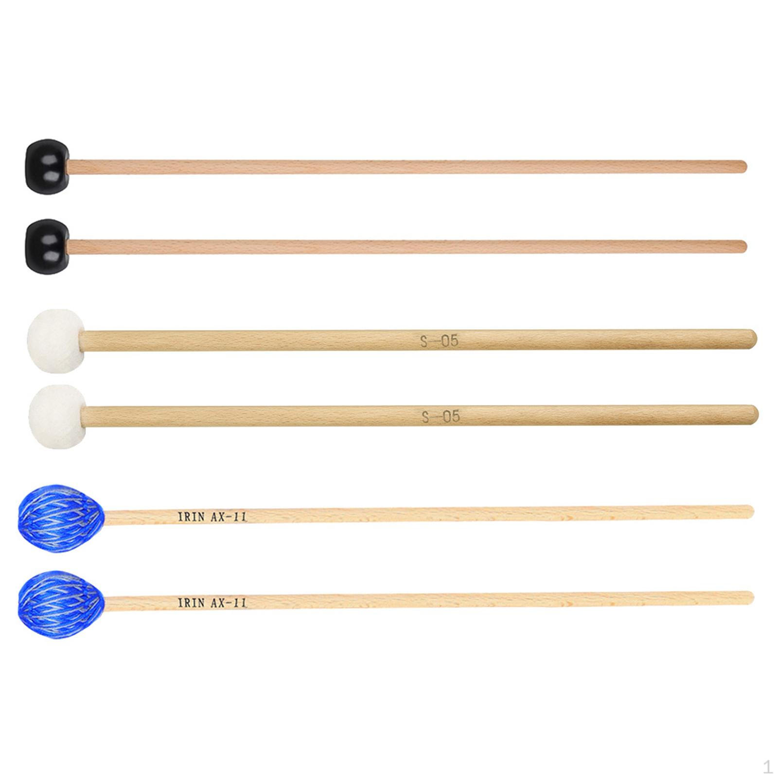 

6x Percussion Drumsticks,Drum Mallets Lightweight,Multifunctional,Drum Sticks,Wood Handle for
