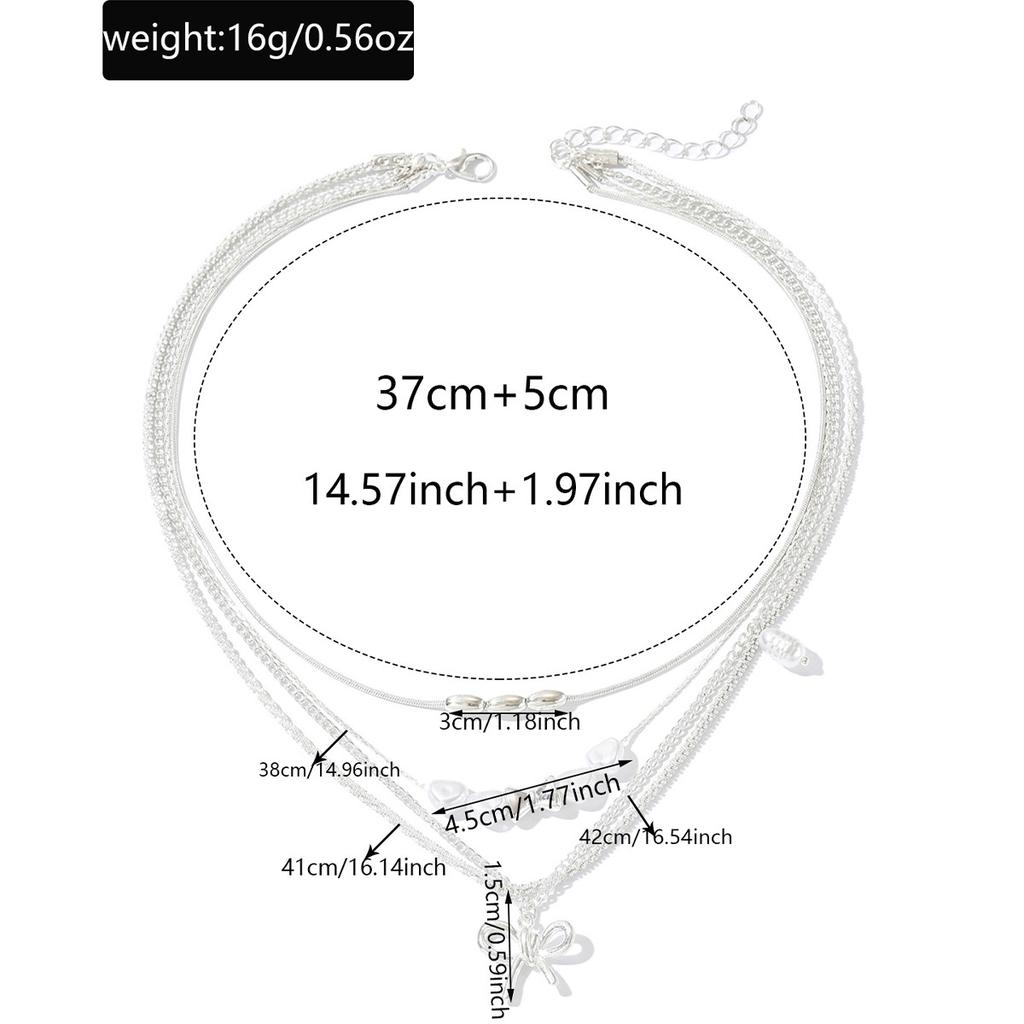 Wear Bow Collarbone Chain Wholesale European and American Multi-layer Stacked Accessories Niche Imitation Pearl Light Luxury High-end Necklace