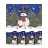 Snowman Trees Winter Floral Vinyl Placemats Set of 4, Wipeable Red Christmas PVC Woven Table Mats for Party Kitchen Dining Decor, 12x18 Inch