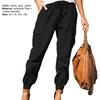 Pantaloni Cargo Monocolore Coulisse Donna Tasche Multiple Caviglia Legata per il Lavoro