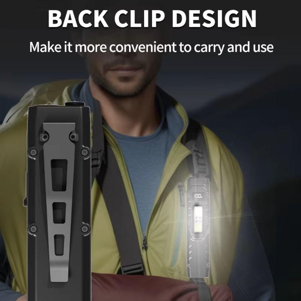 Digital Display LED Ultra-thin Flashlight Portable IPX4 Waterproof Slim Pocket Flashlight 1100 Lumens Rechargeable LED Work Lamp