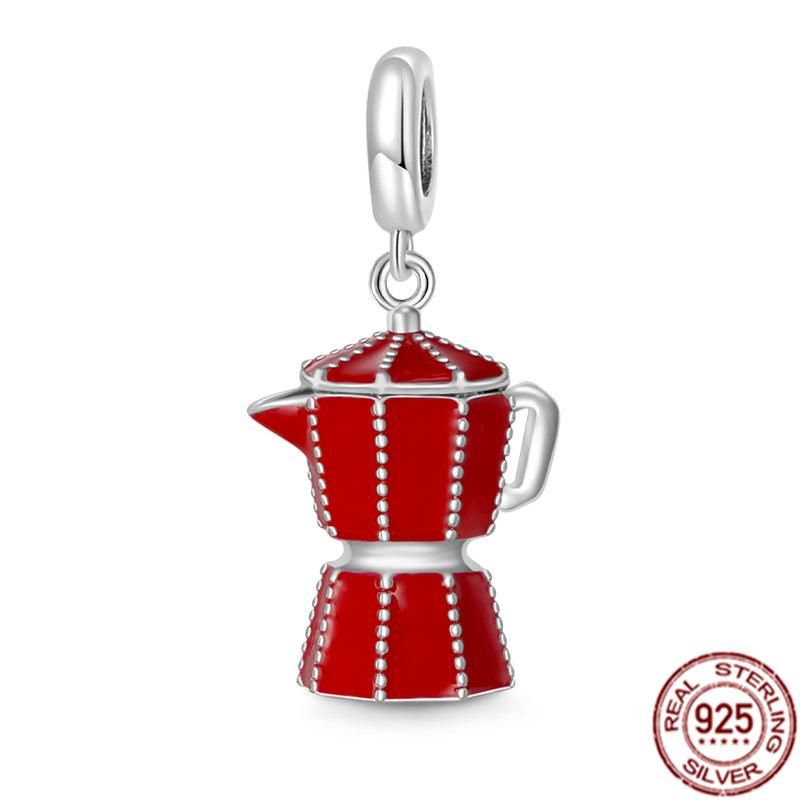 Red Series S925 Sterling Silver Sparkling Hearts Hot Air Balloon Rose Dangle Charm Bead Fit Original  Bracelet DIY Jewelry