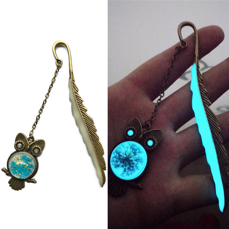 1Xluminous Night Owl Semn de carte Etichetă Read Maker Feather Book Papetarie