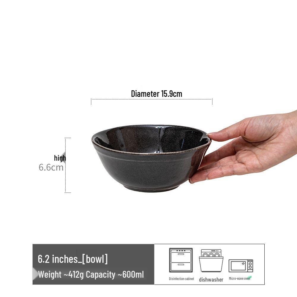 Retro Ceramic Large Bowls for Soup & Vegetables - Practical Tableware for Single Serving