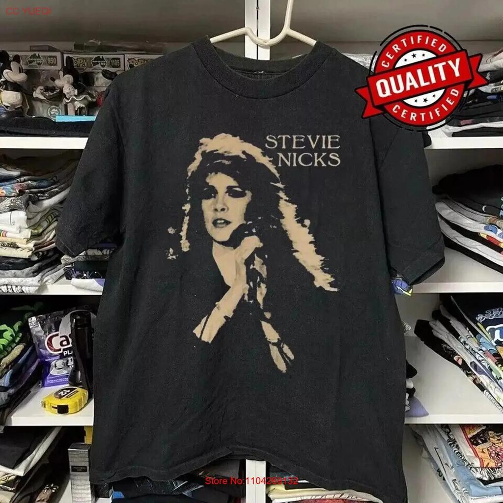 Stevie Nicks 90s Retro Short Sleeve Black Color Shirt Unisex Unisex An49974 Vintage Designer Clothes Stretched Stylish Homme