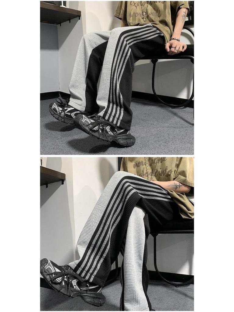 Men's Striped Casual Wide-Leg Pants: Korean Style Summer Trousers for Students and Trendsetters