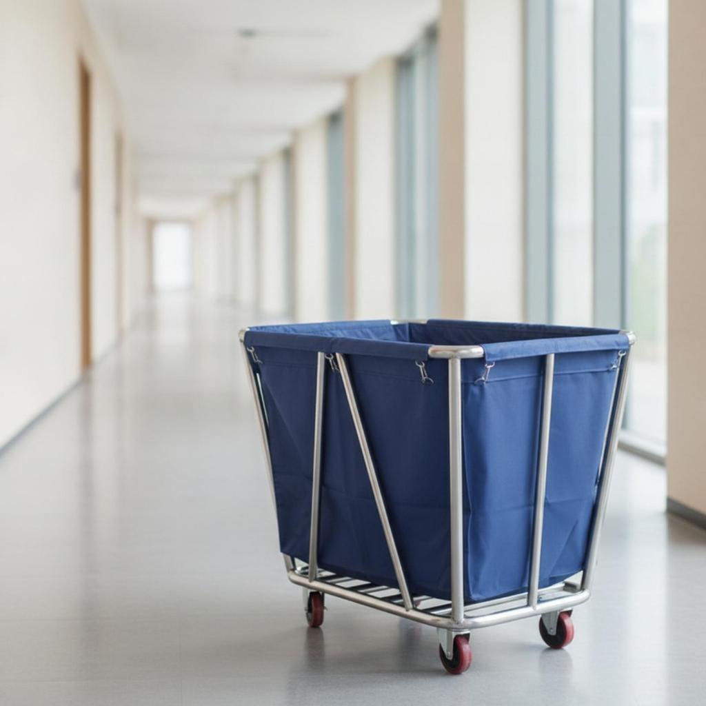 Linen Cart Stainless Steel Laundry Heavy Duty Trolley with