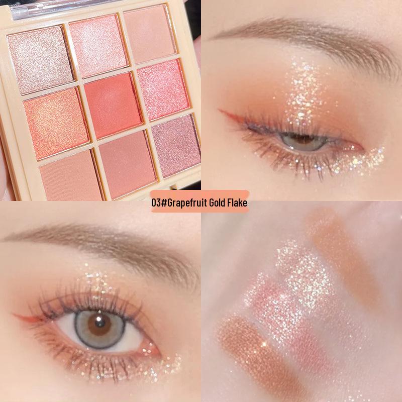 

Палетка матовых и глиттерных теней для век Helen Liren в земляных тонах - 9 цветов