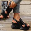 Fashion Summer New Large Size Thick Bottom Roman Sandals Wedges High Heels Hollow Out Shoes for Women Platform Black White Sandalias