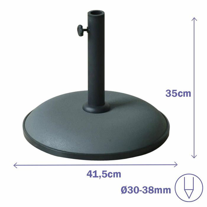 Round Cement Parasol Base - MARBUENO SUMMER - 41.5x35 Cm - 15 Kg - Grey - Compatible Ø30/35/38 Mm