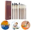 10Pcs Wash Art Brushes Reusable Watercolor Painting Brush Set Wooden Handle Artist Brush For Acrylic & Watercolor Drawing
