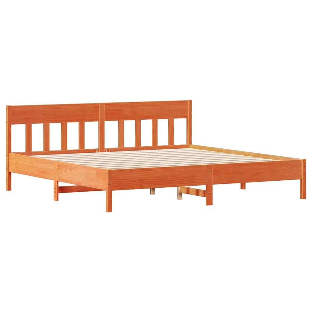 Solid Wood Bed without Mattress Wax Brown 200x200 cm Pine Wood