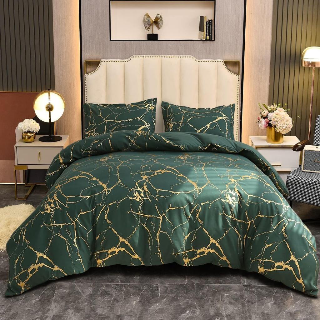 Gyönyörű 3D nyomtatott arany márvány ágynemű szett, teljes méretű ultravékony szál luxus modern pehely paplanhuzat, ifjúsági párnahuzat
