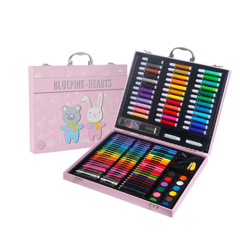

Back to School Children s Art Gift: 152-Piece Wooden Box Paintbrush & Watercolor Set 152 Wooden Box