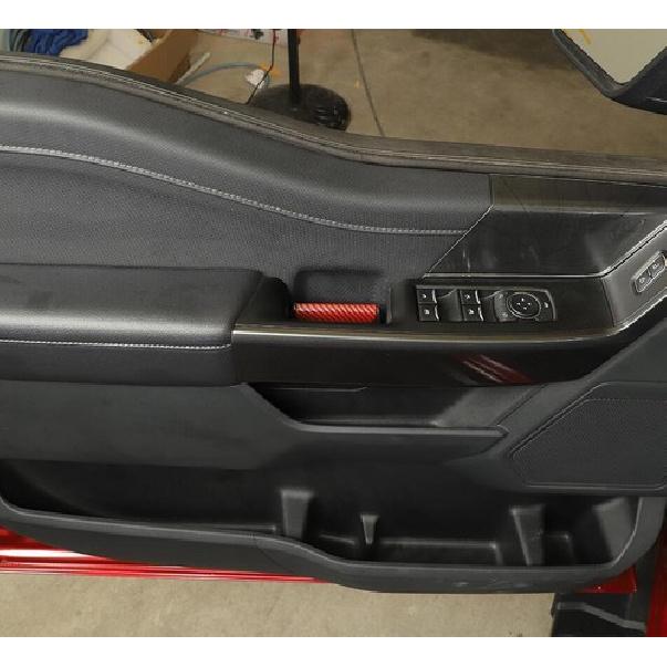 For - Ford F150 F-150 Red Carbon Fiber Inner Door Grab Handle Cover Trim