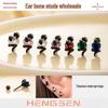 Henson Retro Cirkons Melna Čūska Titāna Tērauds Divgalvaini Ausu Kaula Kniedītes Auskari