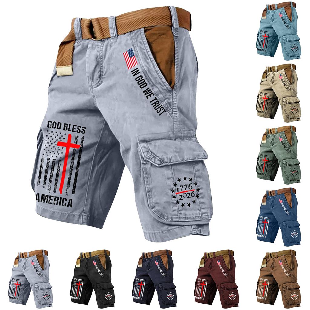Pantaloncini Cargo Casual Stampati da Uomo per l'Estate con Tasche Multiple