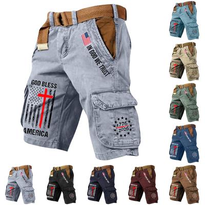 Men's Summer Printed Casual Multi-Pocket Cargo Shorts