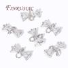 18K Gold Plated Shiny Cubic Zirconia Crystal Bowknot Charm Connectors For DIY Women's Earrings/Bracelets Jewelry Making Supplies