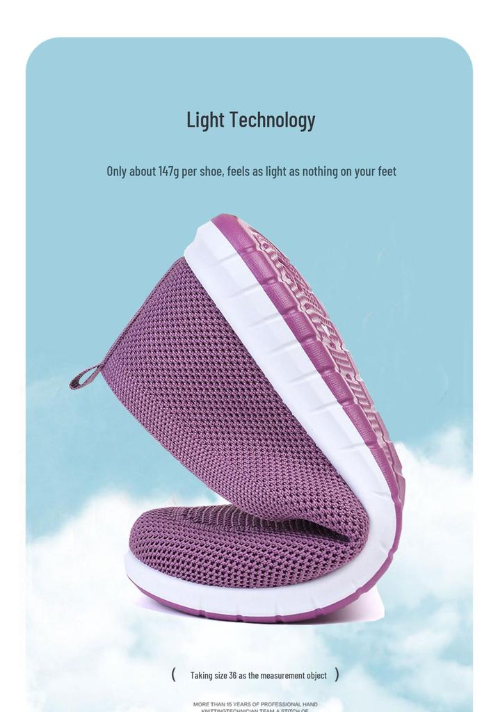 2026 Breathable Mesh Slip-On Flat Shoes for Middle-aged & Elderly - New Style Comfortable Old Beijing Cloth Mom Shoes