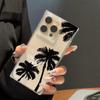 Transparent Square Back Tube Case Casing Protection For iPhone 14 Pro Max 11 12 15 Plus 16 ProMax 13 Anti-Oxygen,Coconut Tree Scenery Pattern