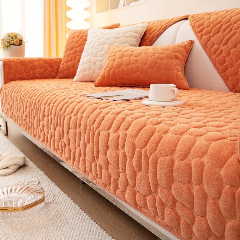 Milk Fiber Sofa Cushion Winter Thickened Fleece New 2024 Sofa Cover Non-Slip Cushion Backrest Cover Towel