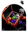 Halloween 6cm Plastic Painted Ghost Ball and Skull Pumpkin Hanging Ornaments Set for Tree Decoration and Festive Gifts
