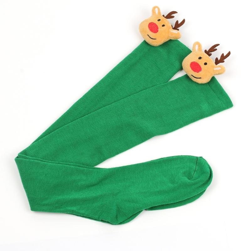 Damen Weihnachten Overknee Lange Socken Niedlich 3D Plüsch Hirsch Elch Gestreifter Druck Oberschenkelhohe Strümpfe Feiertagsparty Strumpfwaren
