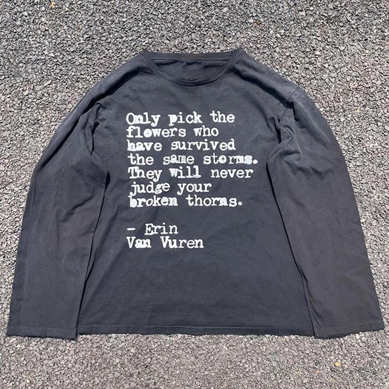 Y2K Street Style Unisex Rundhals Buchstabenprint Langarm T-Shirt