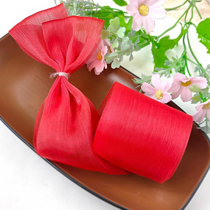 5m/Roll 6cm Wide DIY Crafts Sparkling Yarn Garment Accessories Chiffon Ribbon Roll Elegant Pleated Gifts Wrapping Supplies