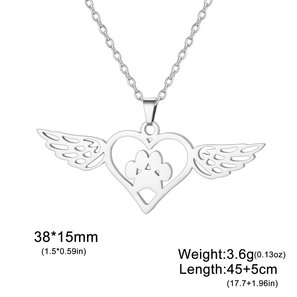 Trendy Stainless Steel Dog Cat Paw Footprint Heart Wings Pendant Necklaces for Women Cute Jewelry Necklaces Gift 2026 New