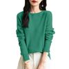 Women's Fashion Knit Round Neck Pullover Base Layer Sweater Color Long Sleeve Top