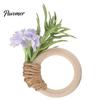 Decorative Napkin Holders for Weddings Artificial Rosemary Ring, Farmhouse Wooden Ring Holder, Rustic Faux Flower Wedding Bridal Shower Dining