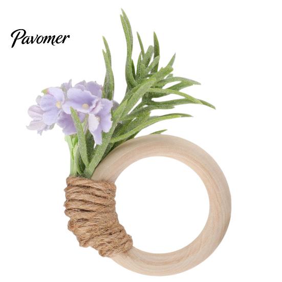 Decorative Napkin Holders for Weddings Artificial Rosemary Ring, Farmhouse Wooden Ring Holder, Rustic Faux Flower Wedding Bridal Shower Dining