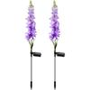 2 Pack 29.5 Inch Solar Hyacinth Flower Lights Outdoor Decorative, Purple Silk Hyacinth Flower Lights for Garden Decor
