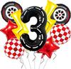 9 Pcs/set Lightning Racing Car Balloons Birthday Decoration Boy's Birthday Stripe Number Racing Party Decoration Inflatable Toys