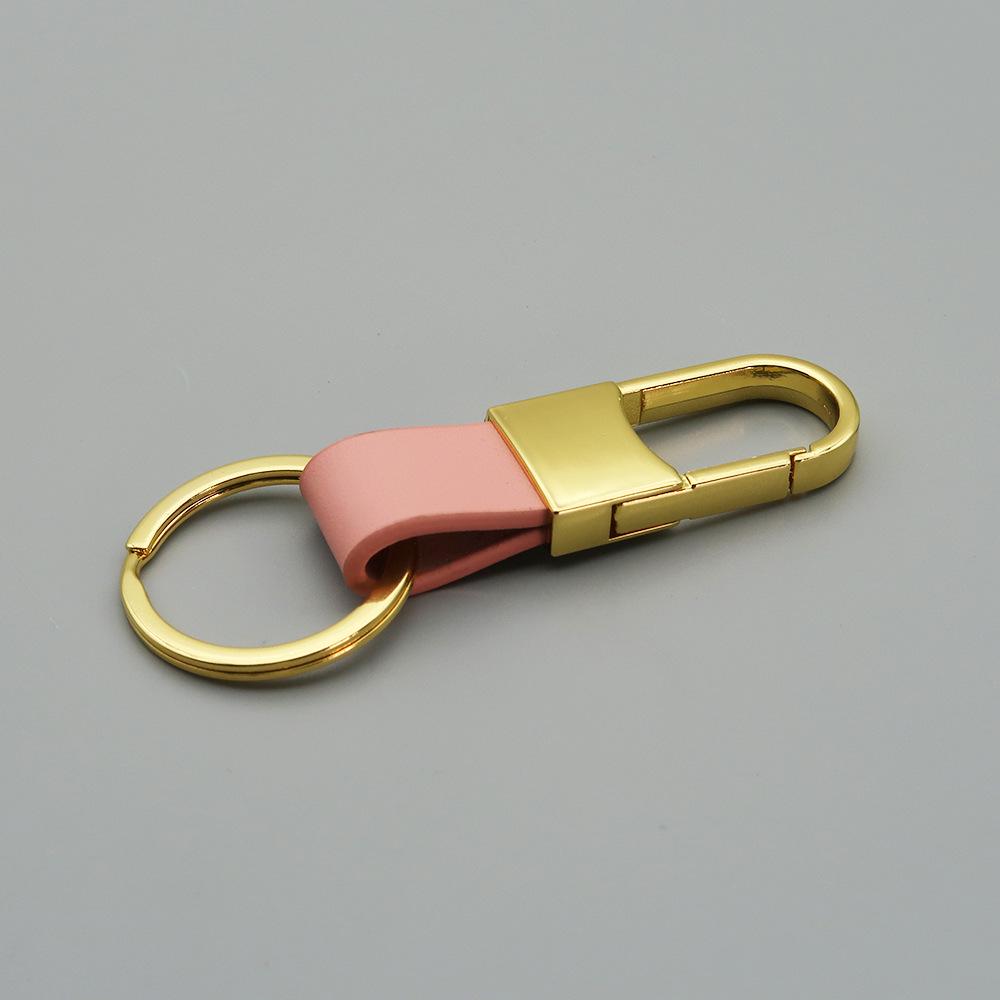 Metal and Genuine Leather Car Keychain with Customizable Laser-Engraved Logo