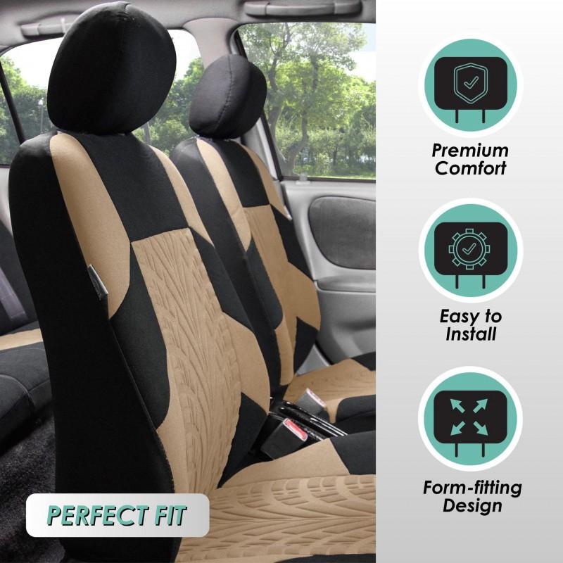 Universal 4-Season Breathable Car Seat Covers Set With Ventilated Tire Edge Trim Sedan SUV