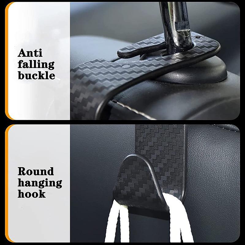 Carbon Fiber Car Seat Back Headrest Hanger Hook Universal Car Vehicle Back Seat Storage Organizers Auto Interior Accessories