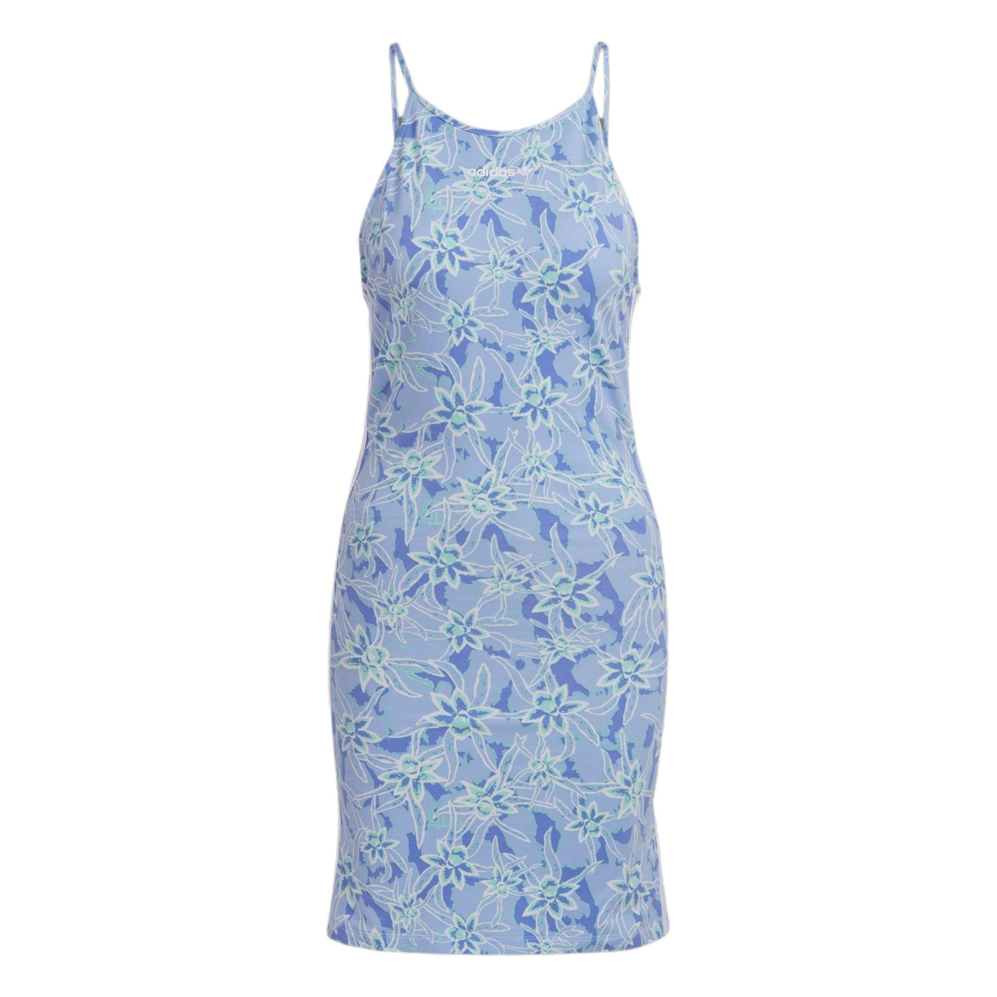 Adidas Originals TIGHT DRESS Slip Dresses Women s Light Blue Crew Neck Moderate Short IU0648 XL