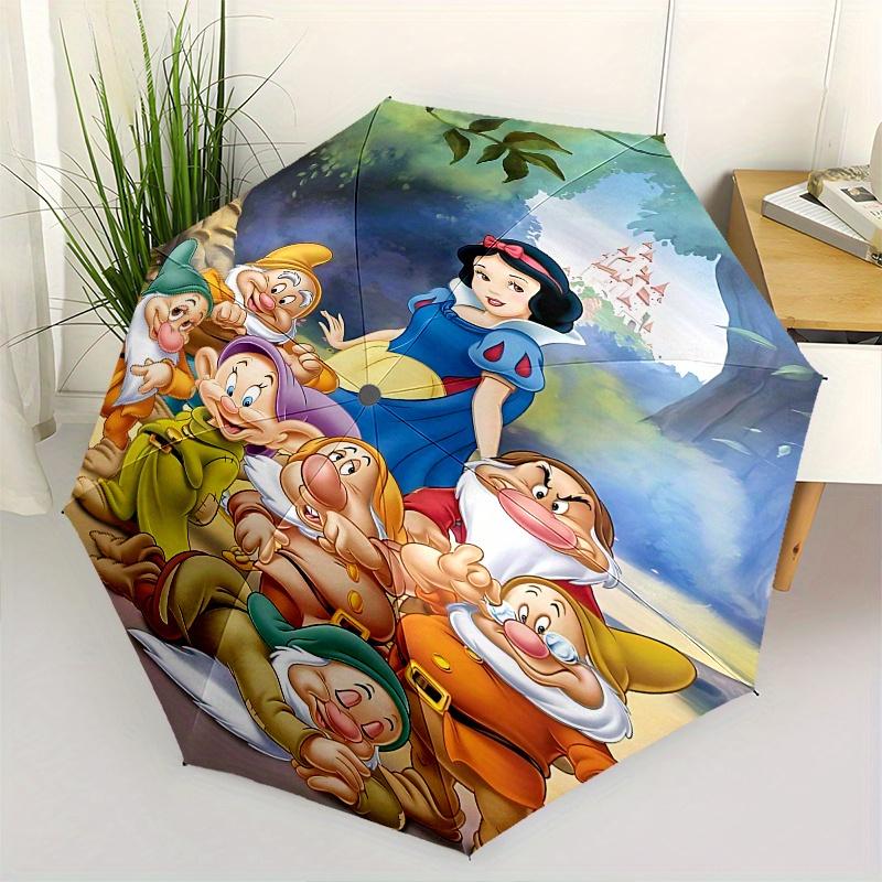 

Snow White, Seven Dwarfs Automatic Opening and Closing Umbrella - 8 Ribs Portable Folding Umbrella with Plastic Handle, Suitable for Leisure