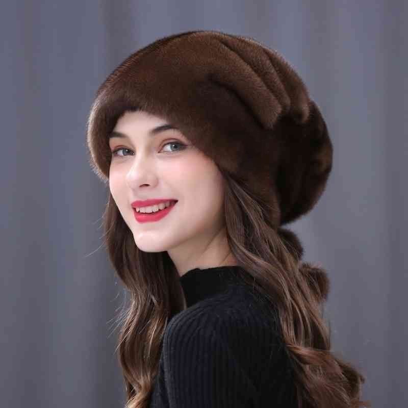 New Winter Imitation Mink Hat Women's Cold Protection and Warmth Winter Bag Head Ear Protection Top Hat Fashion Middle-aged and Elderly Mother