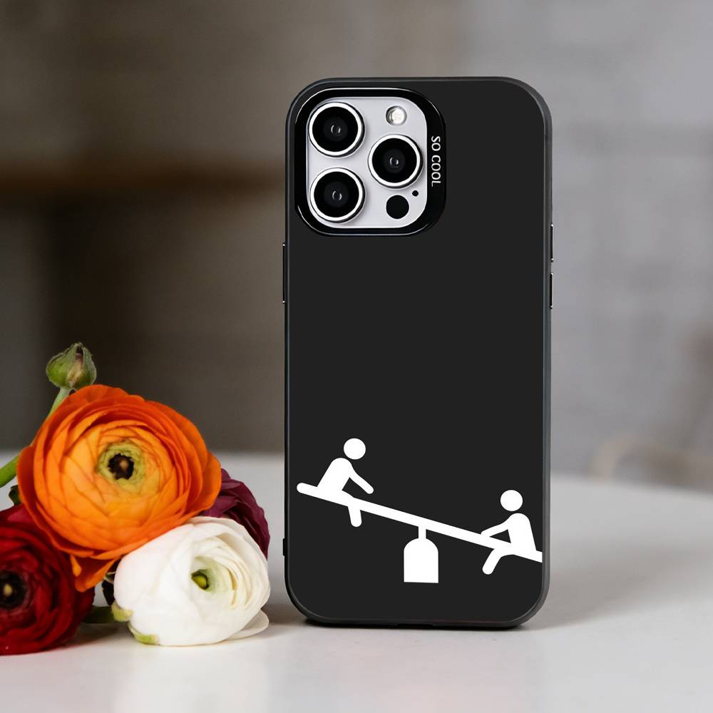 T-Teeter-totter Phone Case For iPhone 17,16,15,14,13,12,11 Plus,Pro Max,XS,Colorful Silver Black Cover iPhone17promax