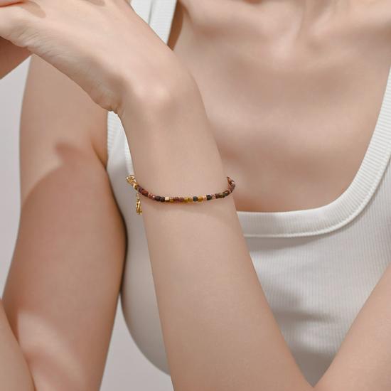 Vintage Sparkling Sugar Cube Natural Stone Layered Bracelet for Women