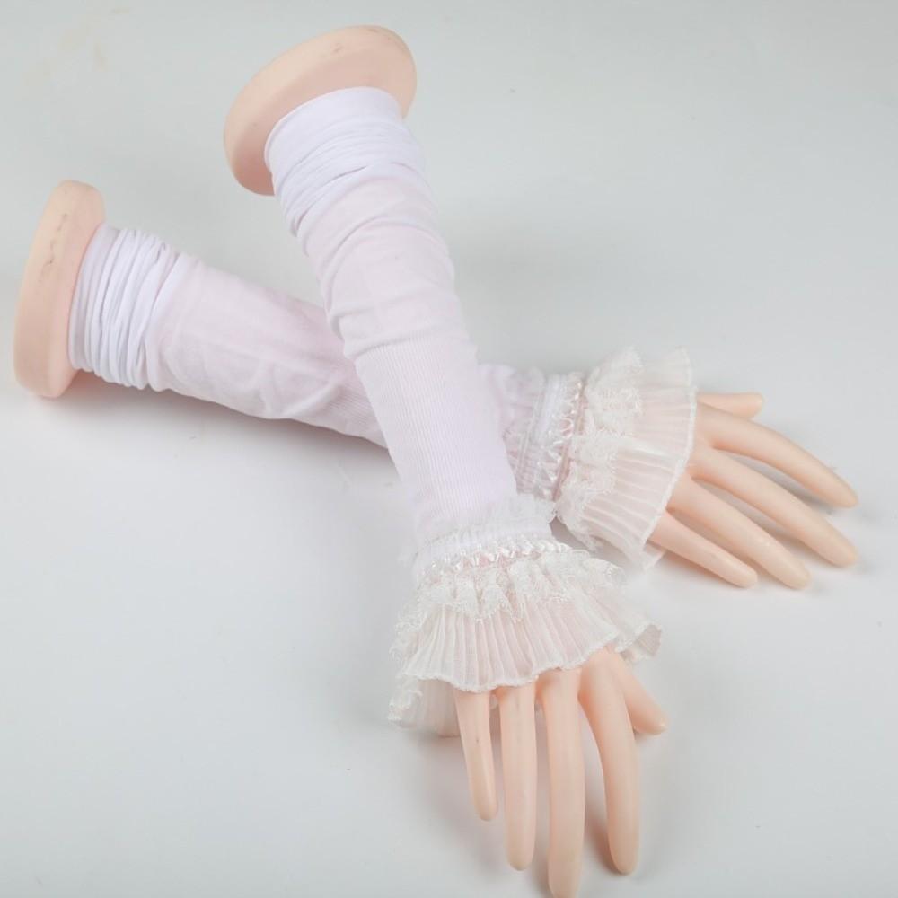 Summer Long Sleeve Lace Gloves Elastic Soft Sunscreen Arm Sleeve Sun Protection Scar Covered Driving Gloves
