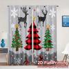 2pcs,Curtains Cute Deer Christmas Trees (3) Popular Light Filtering Curtains Versatile Polyester Curtains Thermal Insulation,