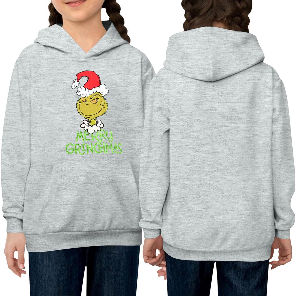 Children's Long-sleeved Loose-fitting Pullover Hoodie With Drawstring And Solid Color